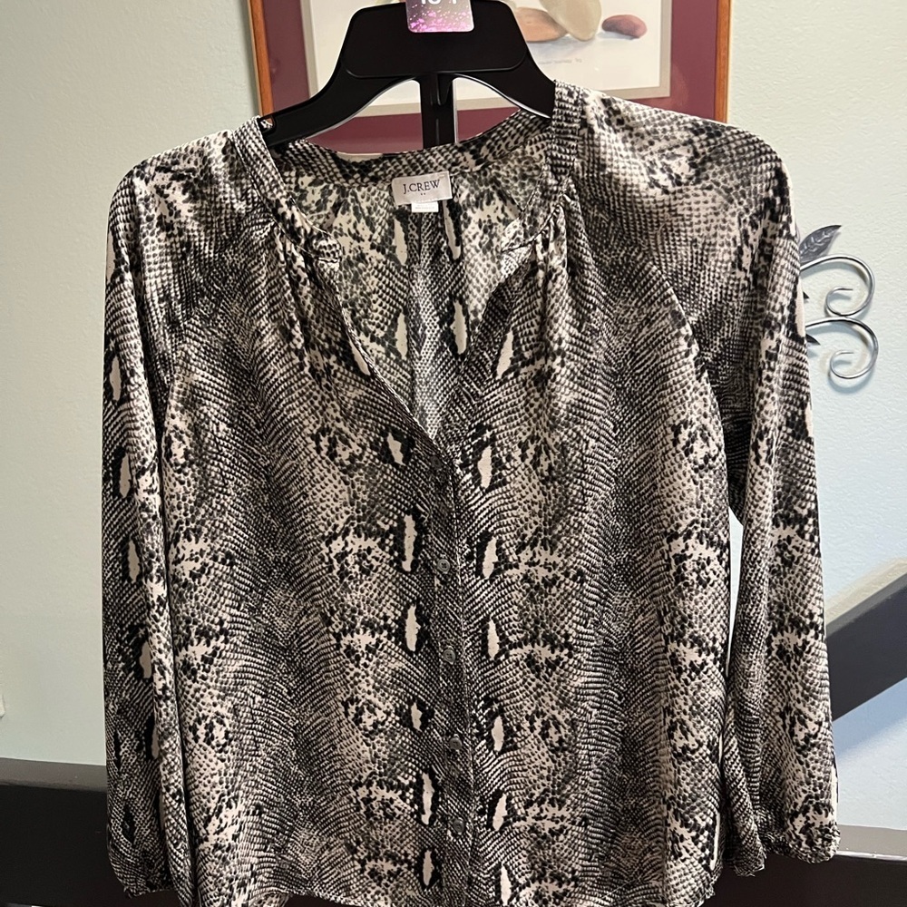 J. Crew Black and White Patterned Blouse #134